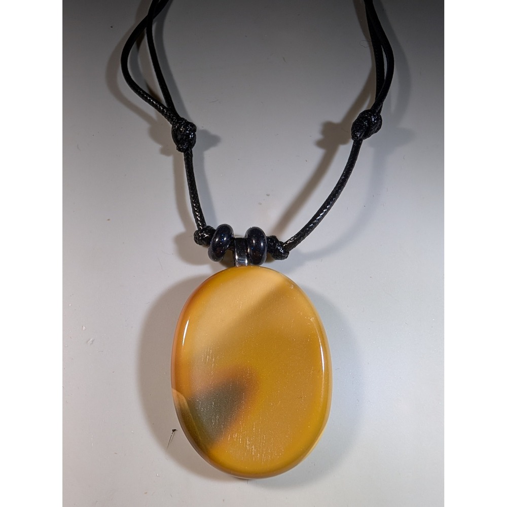 Mookaite Jasper Oval Pendant Necklace Adjustable Black Cord Earthy Stone Jewelry